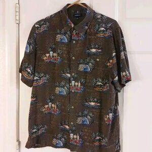 Croft & Barrow Mens Large Short Sleeve Hawaiian Island Collection Cocktail Shirt